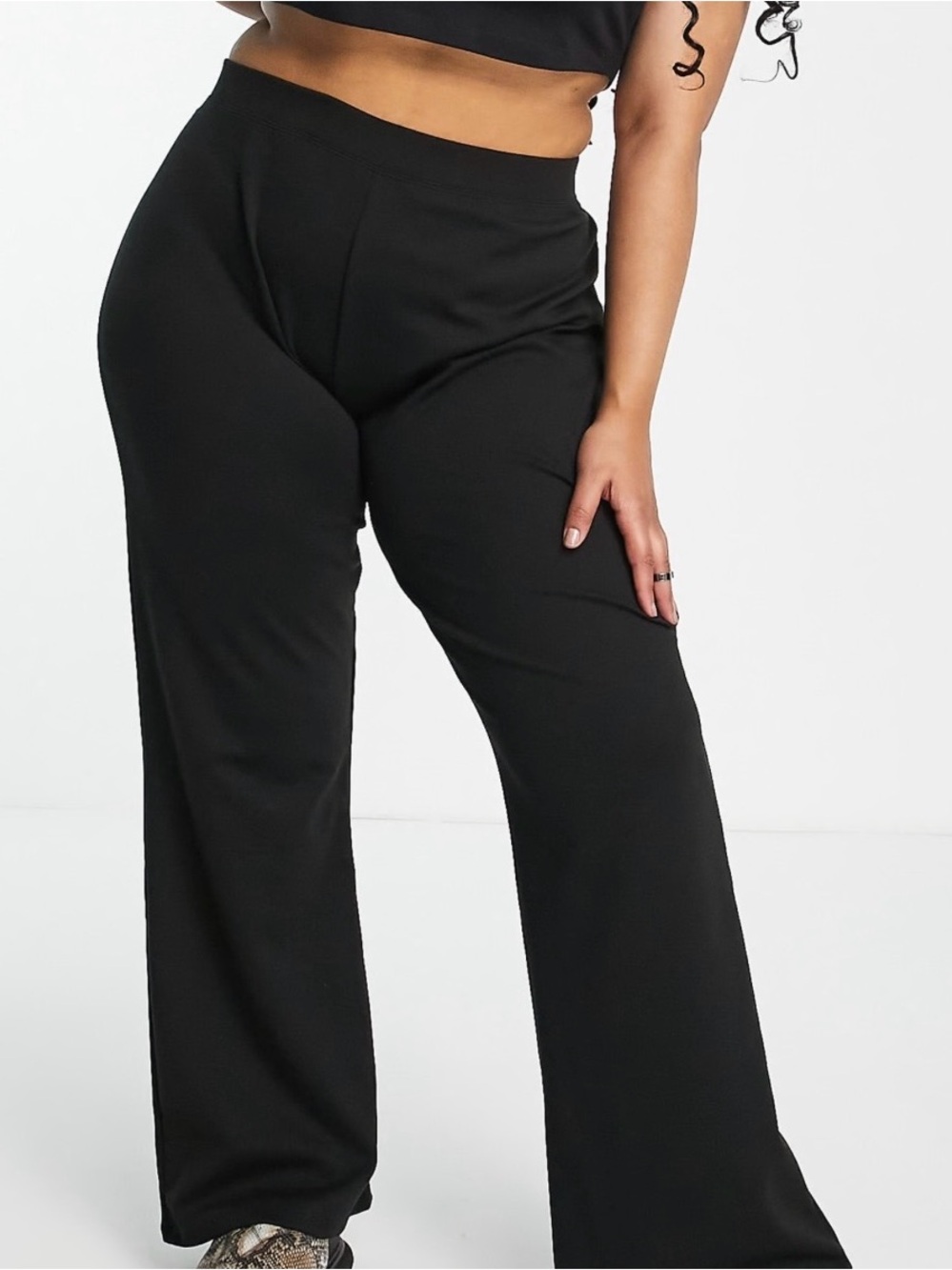 ASOS Curve Black Wide-Leg High-Rise Pants